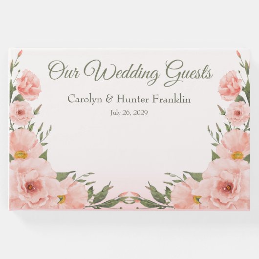 桃のエレガント花 ゲストブック (正面)