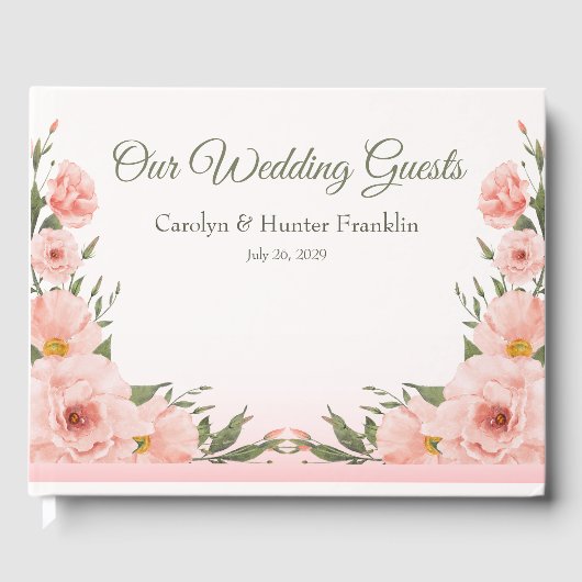 桃のエレガント花 ゲストブック (正面)