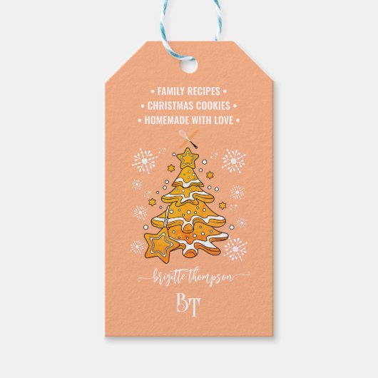 桃のクリスマスコッキーの雪の結晶プロモーションQRコード ギフトタグ (正面)