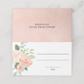 桃のグリーンと花のエレガントな名札 プレイスカード (外部開封)