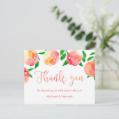桃のサンキューカード、小さな桃の赤ちゃんシャワー ポストカード (スタンド正面)