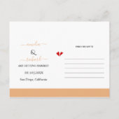 桃のサンゴの花のアーチ結婚式日付を保存 ポストカード (裏面)