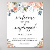 桃のサンゴフローラの結婚プラグを抜いた式のサイン ポスター (正面)