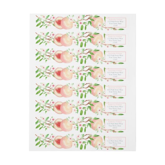 桃のシャワーや誕生日パーティーのように甘い ラップアラウンドラベル (シート)