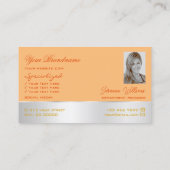 桃のシルバーデコージャスなバラの花と写真 名刺 (裏面)