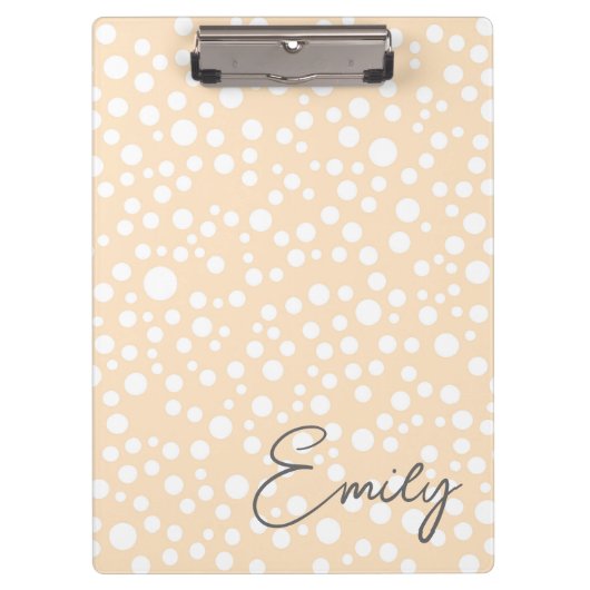 桃のシンプル背点々のある景に白い模様 クリップボード (正面)