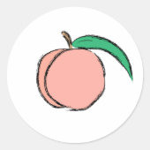 桃のシール:桃のラベル、桃パーティー用品 ラウンドシール (正面)