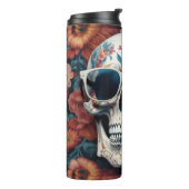 桃のスカルデザインとサングラス付き3Dフローラ タンブラー (回転左)