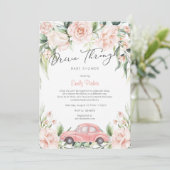 桃のドライブスルー水彩フローラベビーシャワー 招待状 (スタンド正面)