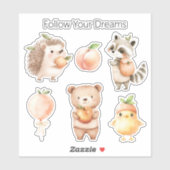 桃のハリネズミ風船アライグマ熊ひよこ シール (シート)
