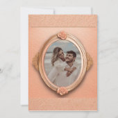 桃のバラとレース 招待状 (正面)