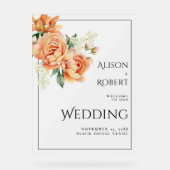 桃のバラと牡丹は霜の結婚降りた アクリルサイン (正面)