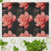 桃のバラと露 キッチンタオル (折り畳み)
