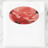 桃のバラと露 楕円形シール (バッグ)