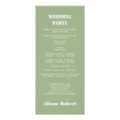 桃のバラのセージ結婚式プログラム付きブランチ ラックカード (裏面)