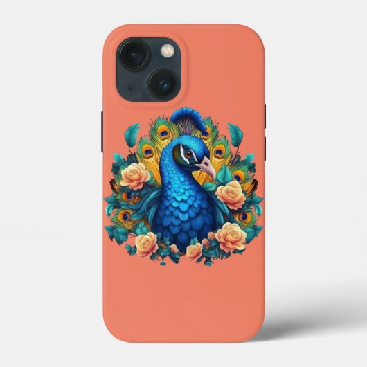 桃のバラを持つ孔雀 Case-Mate iPhoneケース (裏面)