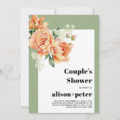 桃のバラ結婚式カップルのシャワー付きブランチ 招待状 (正面)