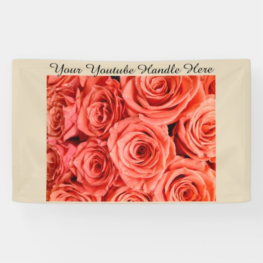 桃のバラ背景vlogging Youtube Selfies 横断幕 (横)