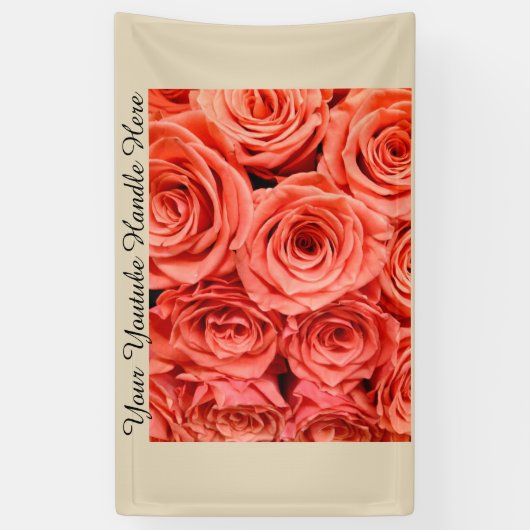 桃のバラ背景vlogging Youtube Selfies 横断幕 (縦)