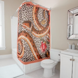 桃のヒョウ シャワーカーテン