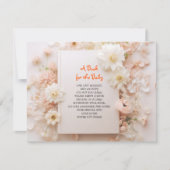 桃のピンクの赤ちゃんシャワーを持って来る 招待状 (正面)