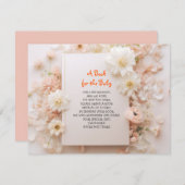 桃のピンクの赤ちゃんシャワーを持って来る 招待状 (正面/裏面)