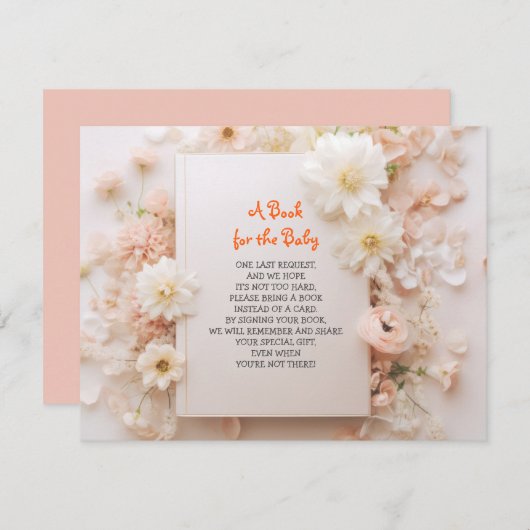 桃のピンクの赤ちゃんシャワーを持って来る 招待状 (正面/裏面)