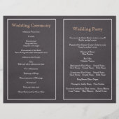 桃のフレーム、黒板の折り畳まれた結婚式プログラム (裏面)