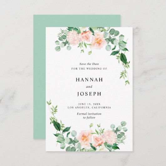 桃のフローラは日付カードを保存 セーブザデート (正面/裏面)