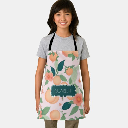 桃のフローラカラフルパタパーソナライズされたーン エプロン (インサイチュ)