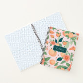 桃のフローラカラフルパタパーソナライズされたーン ノートブック (内部)