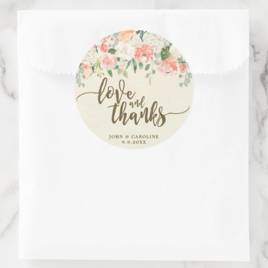 桃のフローラ愛と感謝していの好意シール ラウンドシール (バッグ)