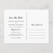 桃のフローラ緑の写真結婚式の日付を保存 案内ポストカード (裏面)