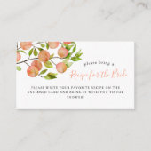 桃のブライダルシャワーレシピのリクエスト エンクロージャーカード (正面)