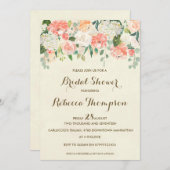 桃のブライダルシャワー招待状 エレガント モダン 招待状 (正面/裏面)