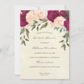 桃のブルゴーニュフローラのブライダルシャワー招待 招待状 (正面)