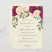 桃のブルゴーニュフローラのブライダルシャワー招待 招待状 (正面/裏面)