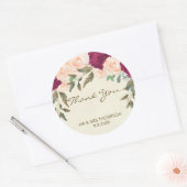 桃のブルゴーニュ感謝していフローラあなたが好きステッカー ラウンドシール (封筒)