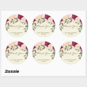 桃のブルゴーニュ感謝していフローラあなたが好きステッカー ラウンドシール (シート)
