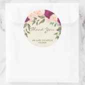 桃のブルゴーニュ感謝していフローラあなたが好きステッカー ラウンドシール (バッグ)