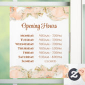 桃のマーブル模様の営業時間窓用ステッカー ウィンドウサイン (ホーム)