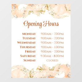 桃のマーリングデザインの開店時間のウィンドウの周り ウィンドウサイン