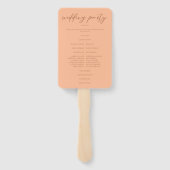 桃のミニマリストスクリプトサマーウェディングプログラム ハンドファン (裏面)