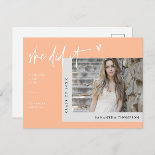 桃のミニマル写真彼女はそれを卒業した ポストカード (正面/裏面)