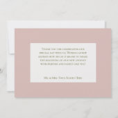 桃のミモザの花が咲くウェディング サンキューカード (裏面)