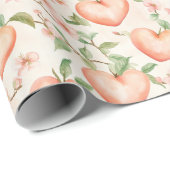 桃のミントのプリティハートフラワーバースデー ラッピングペーパー (ロールコーナー)