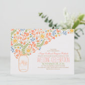 桃のメイスンジャー珊瑚花結婚式招待状 招待状 (スタンド正面)