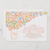 桃のメイスンジャー珊瑚花結婚式招待状 招待状 (正面/裏面)