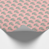 桃のモダン上のヴィンテージのクリスマスツリーパターン ラッピングペーパー (角)