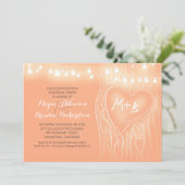 桃のライトツリーロマンチックなリハーサルディナー 招待状 (スタンド正面)